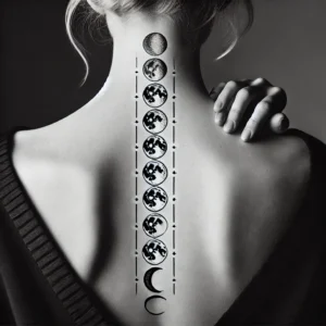 Moon Phase Spine Tattoo