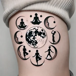 Moon Phases with Human Silhouettes